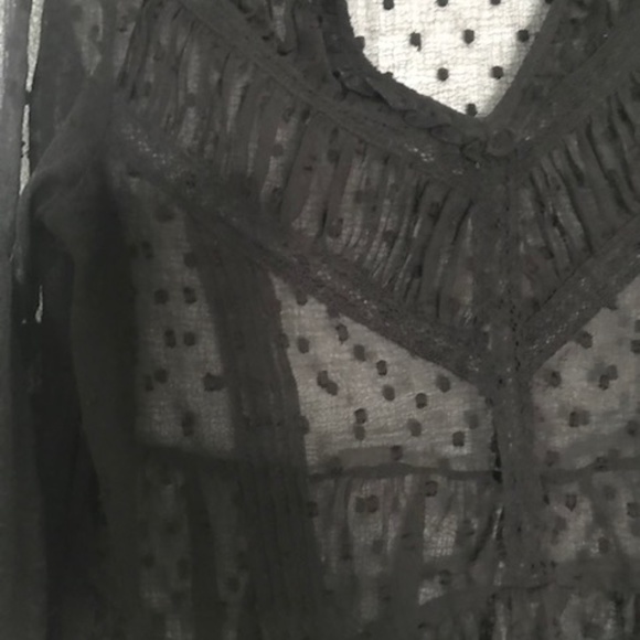 Zara Black Sheer Boho Ruffle Top - Picture 3 of 4